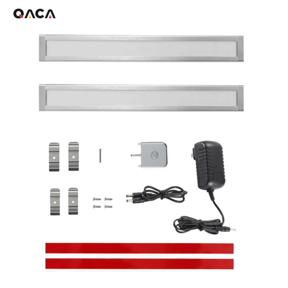 

QACA IR Infrared Motion Sensor Under-cabinet LED Wardrobe Night Light Bar for Bathroom Bedroom DC12V LED lamp With Magnetic Body