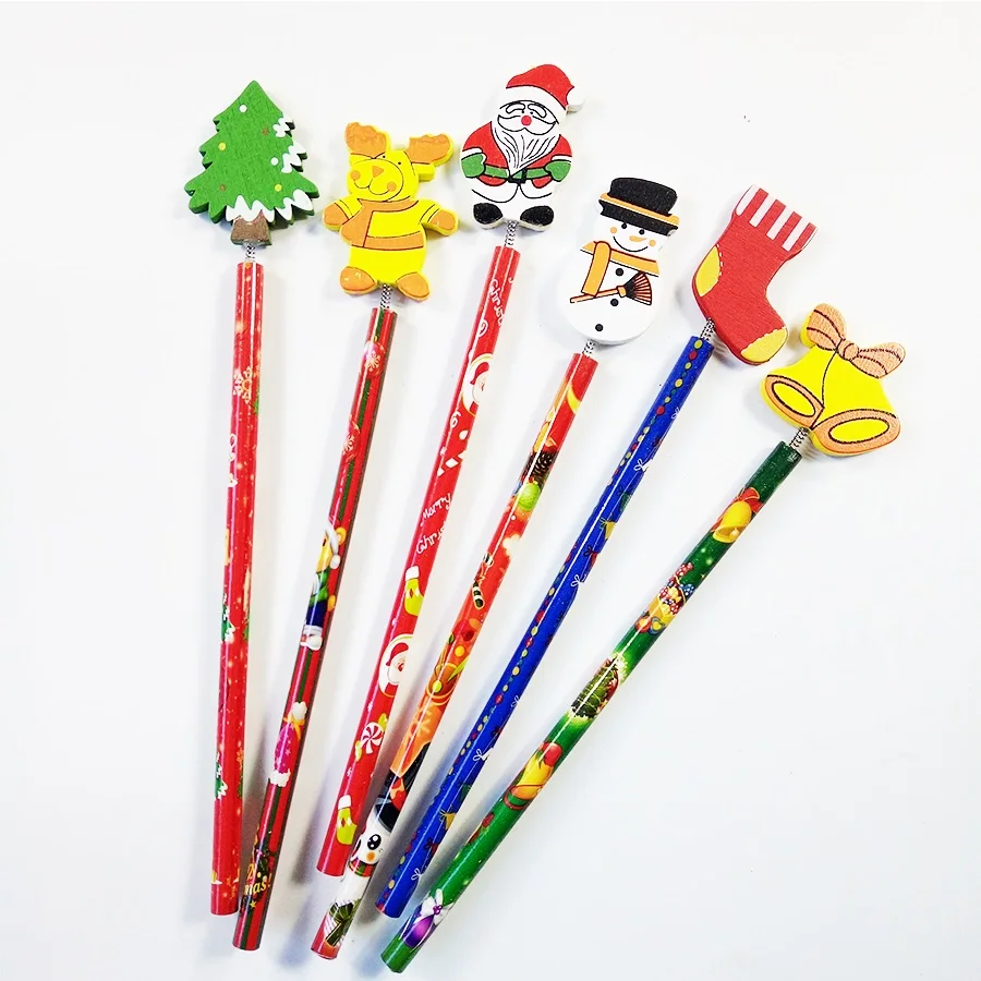 60 pcs lot new christmas pencils with rubber manufacturers direct christmas pencils