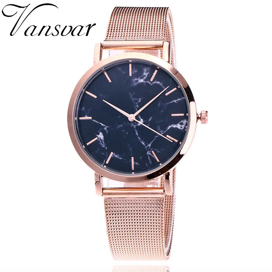 

Dropshiping Fashion Rose Gold Mesh Band Creative Marble Wrist Watch Casual Women Watches Brand Quartz Gift Relogio