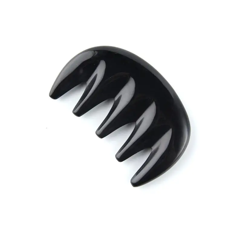

Wide Tooth Gua Sha Treatment Scraping Massage Tool Ultra Smooth Edge Horn Comb (Black)