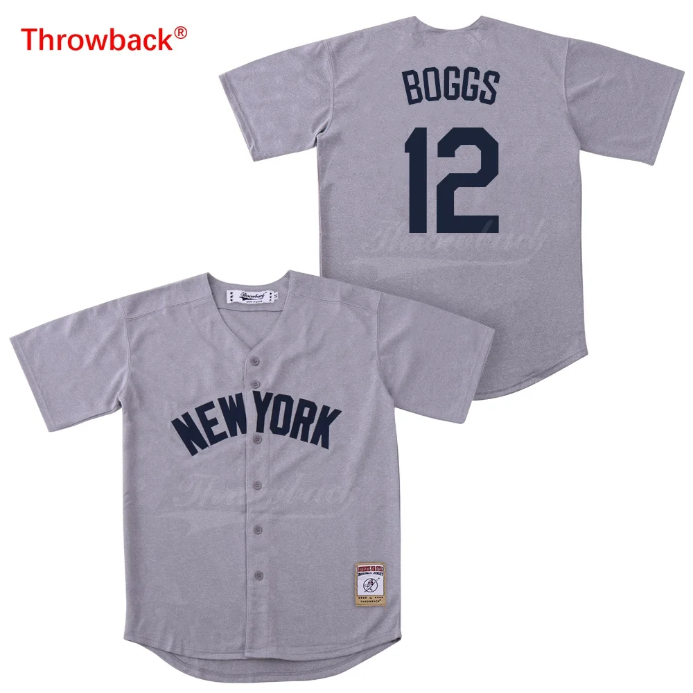 Throwback Baseball Jersey Men's New York Jersey Boggs Jerseys Colour Gray Shirt Stiched Wholesale Size S-XXXL Cheap          