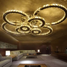 Crystal modern led ceiling lights for living room bedroom Circle Rings Cristals avize Indoor Dec Modern Ceiling Lamp Fixtures