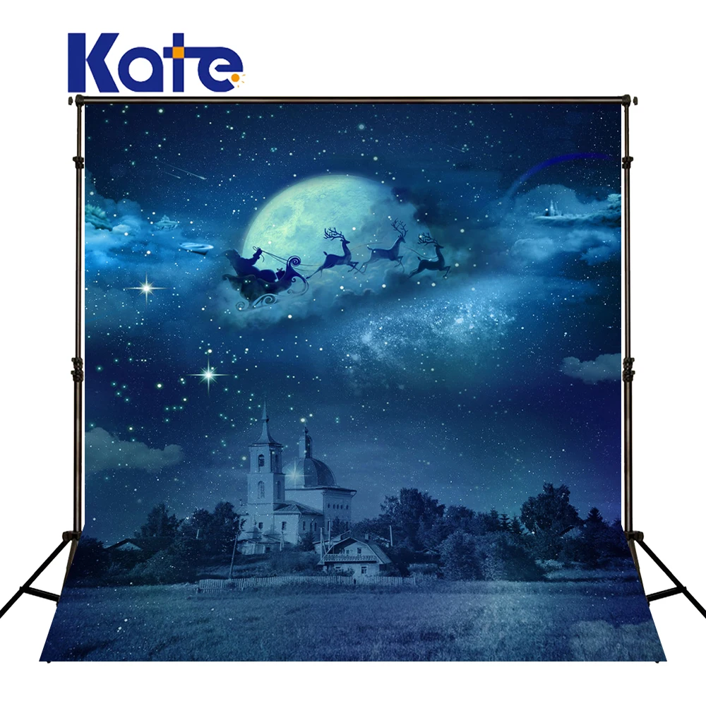 

KATE Photo Background 8x8ft Christmas Backdrop Photography Backdrops Night Sky Blue Backdrop Castle Studio Backdrops for Studio