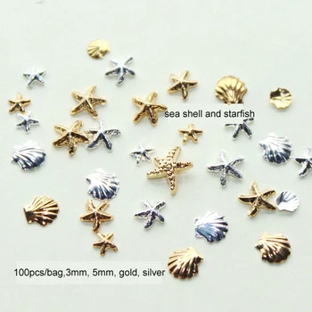 

100PCS Star&Shell Nail Rivets Stud Spangles For Nails Manicure Jewelry 3D Nail Art Decorations 3mm-5mm