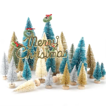 

36 Pcs Multicolor Mini Sisal Christmas Trees Mery Christmas Sign Table DIY Room Decor new
