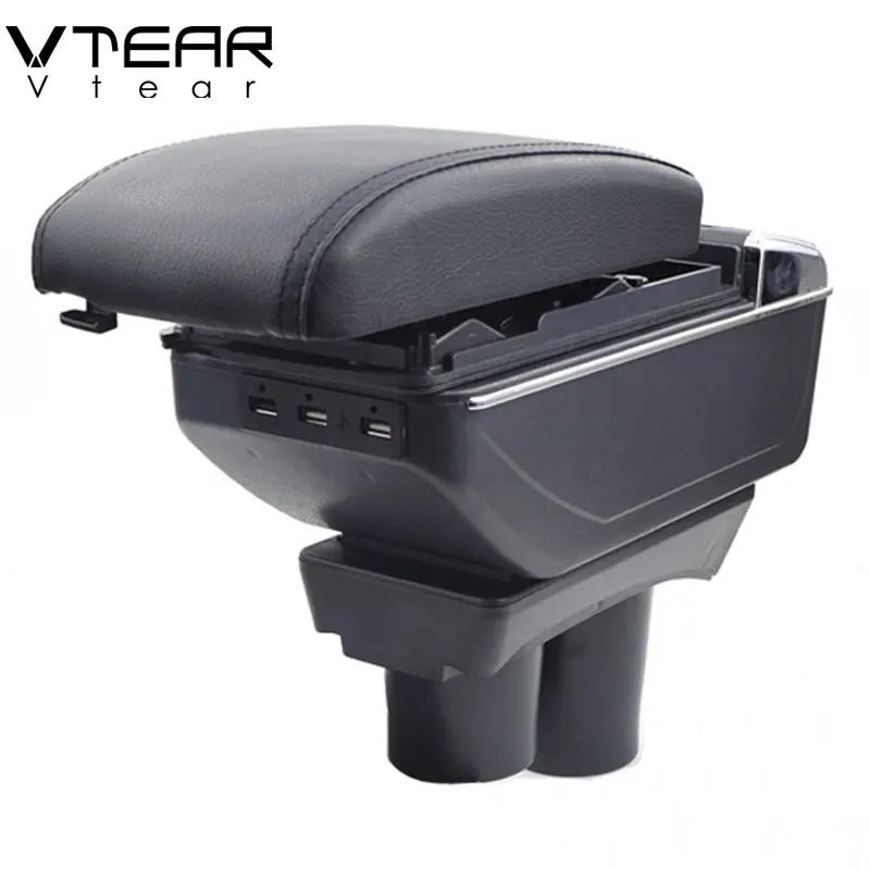 

Vtear For Citroen c-elysee armrest box USB Charging interface heighten central Store content box cup holder ashtray accessories