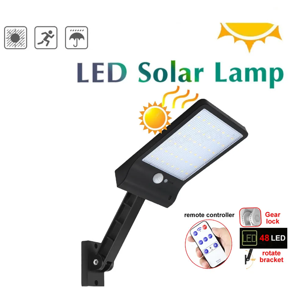 

48 leds Solar Light remote Controller Three Modes Garden Lamp LED Motion Sensor Waterproof Outdoor g Deco