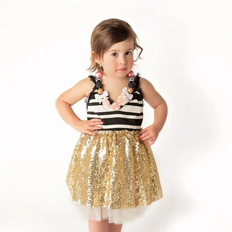 

0-4T Babies Kids Girls Flower Princess Dress Kids Formal Pageant Weddin Dresses V-neck Sequins Decorate Girl Dress Cute