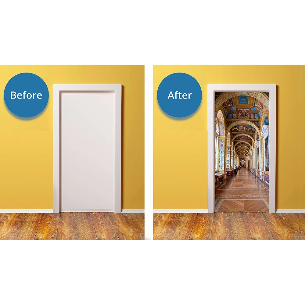 Europe Classic Corridor Picture Mural Sickers Door Sticker Wallpaper