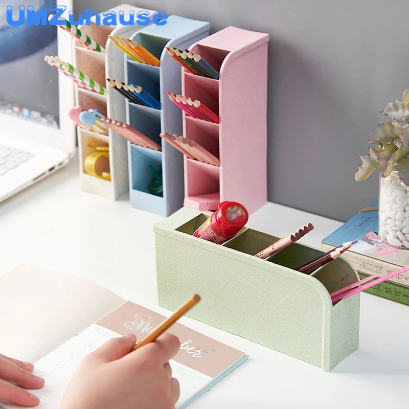 

Newest Pencil Pen Case Storage Boxes Drawer Divider Makeup Brush Stand Toothbrush Organizer Table Desk Home Office Organization