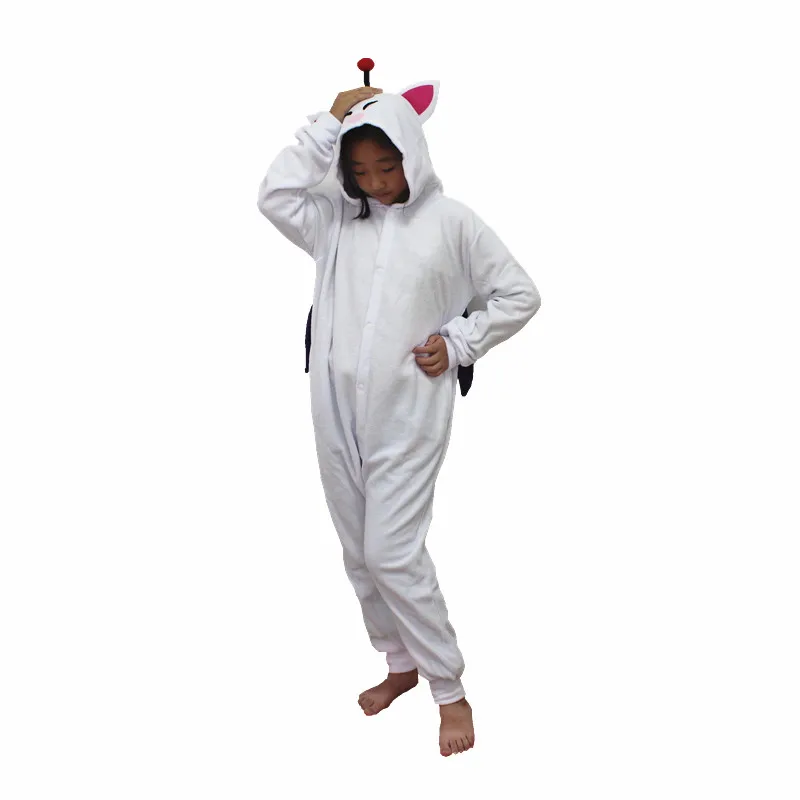 Moogle Children's Cartoon Kigurumi Kids Onesies Pajamas Final Fantasy Cosplay Costume for Halloween Carnival Party