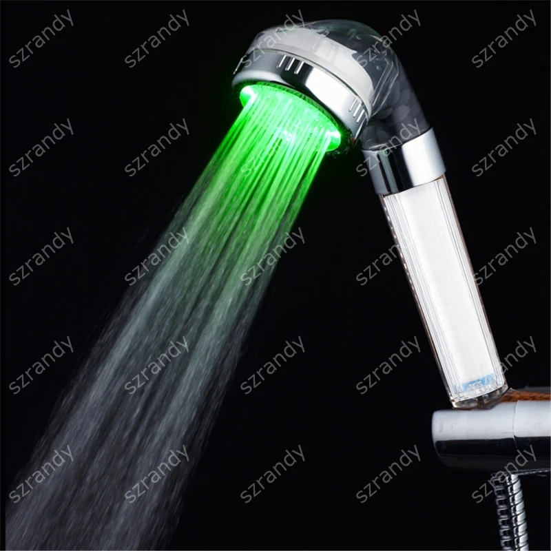 

hot sale led color changing green shower head with color box