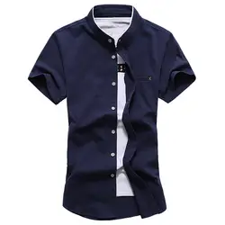 Высокое качество стенд рубашка с воротником в Китае новый Повседневное белье хлопок короткий рукав мужская рубашка тонкий Большие размеры