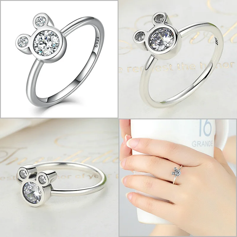 Кольцо женское из серебра 100% пробы Сверкающее GXR032|mouse ring|925 sterling silver ringrings for women