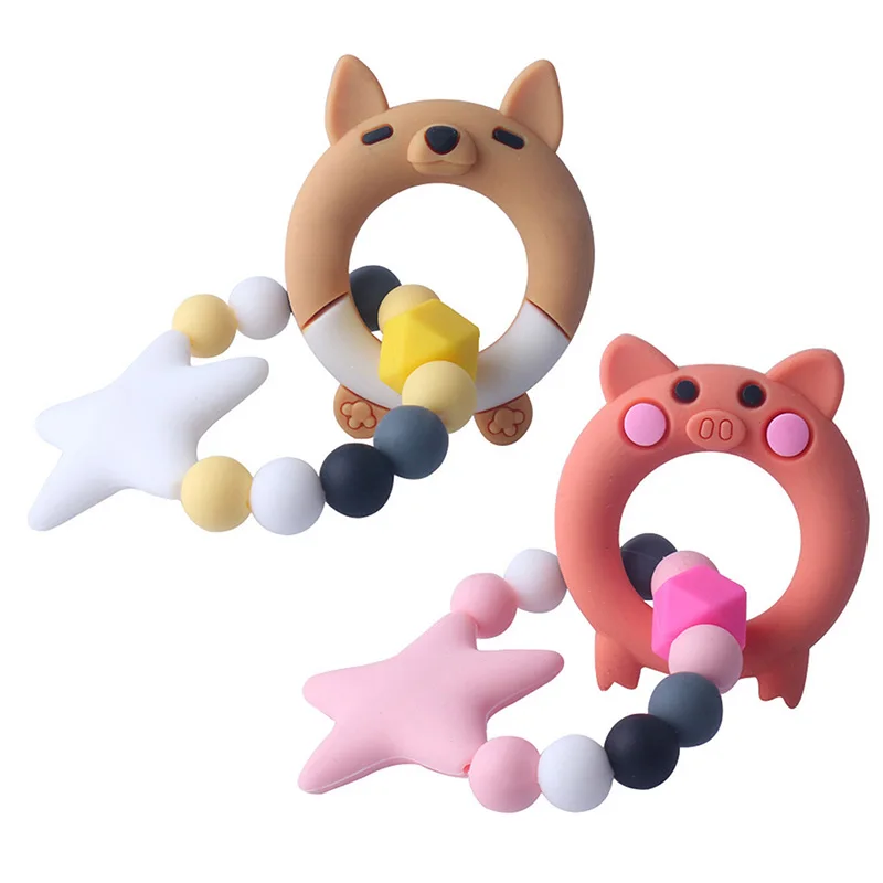 

Baby Bite Chew Teething Toys Newborn Soft Silicone Star Pattern Teethers Pig Shape Toy Baby Teether Accessories