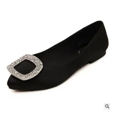 Женщины плоские туфли с горный хрусталь шелк с острым носом низкий топ slip-on personalizados homem дамы свадебные красные мокасины макс размер 34-42