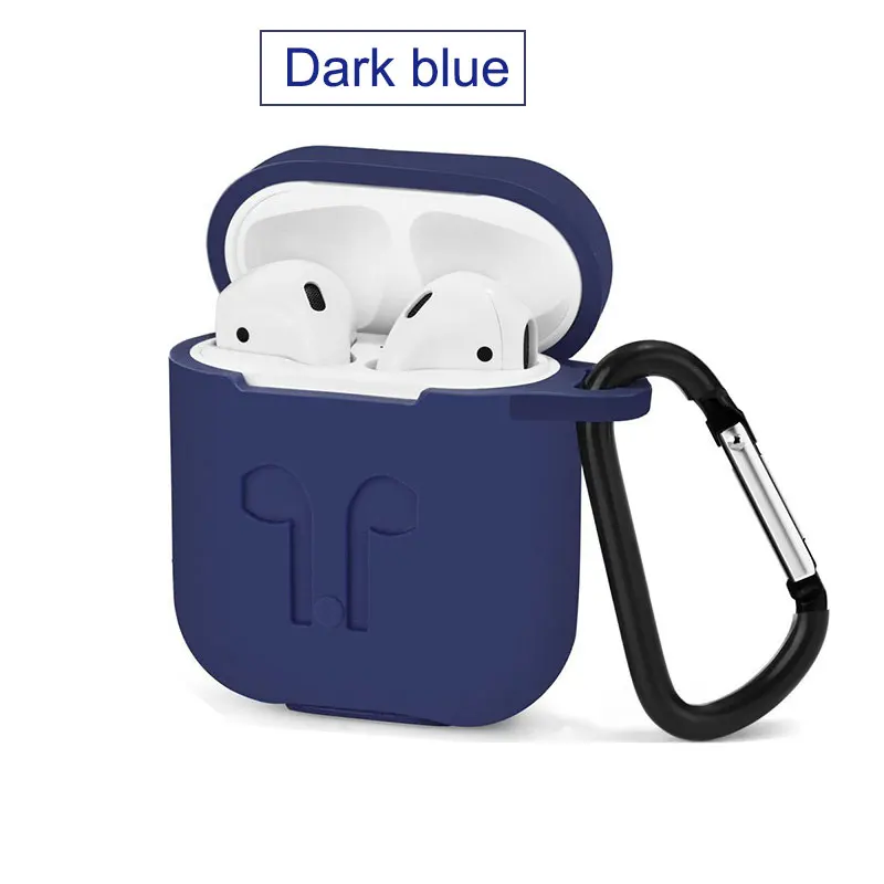 For Apple Airpods Silicone Case Soft Cover Protector with Dust Plug Anti-Lost Strap Sleeve Pouch for Air pods Earphone (1)