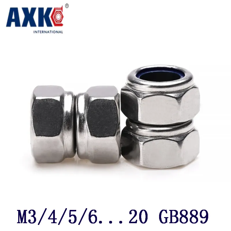 AXK 304 Stainless Steel Nylon Insert Self Lock Nuts (Nyloc) Hex Lock