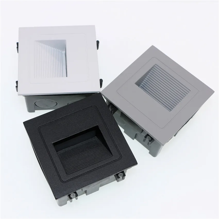 3w led Stair Light with Embedded box Aluminum Step Lights Outdoor LED Wall Lamp Footlight Waterproof IP65 BL04