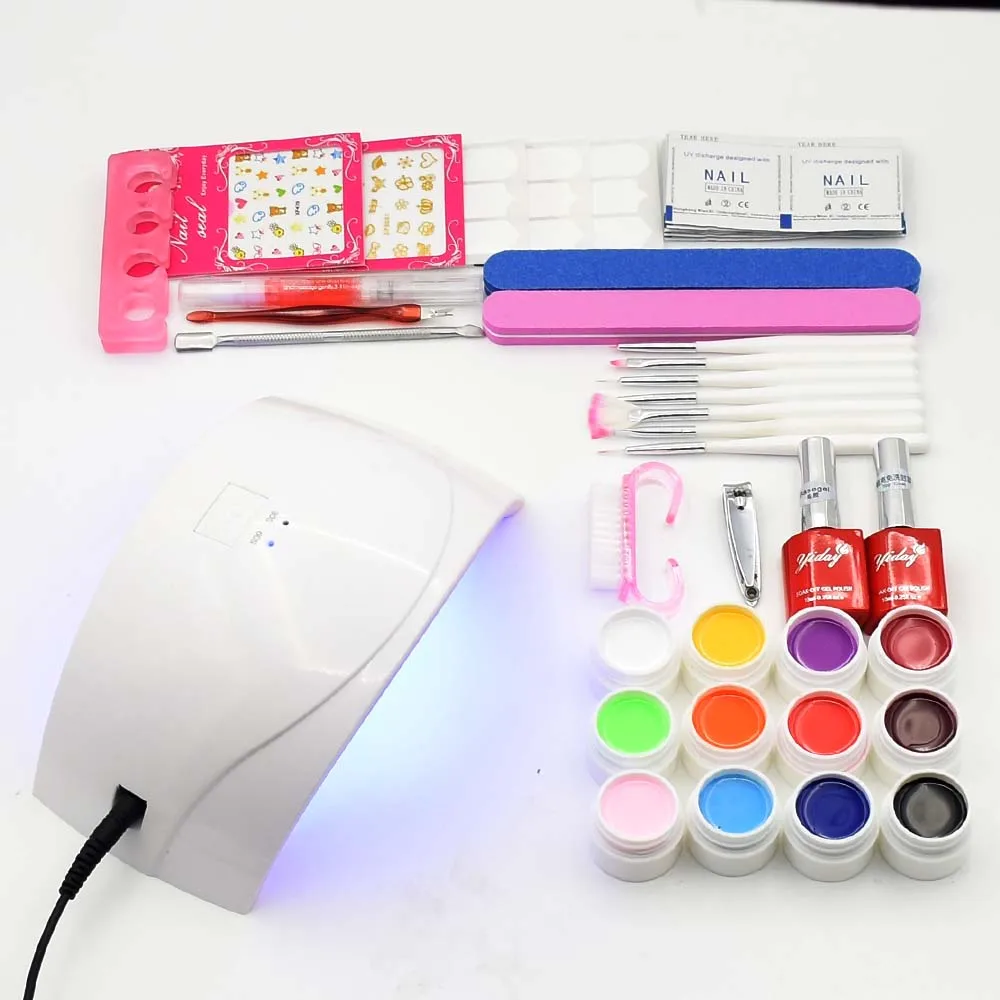 nail set 24W SUN UV led Lamp 12 Color Nail gel paint base gel top coat