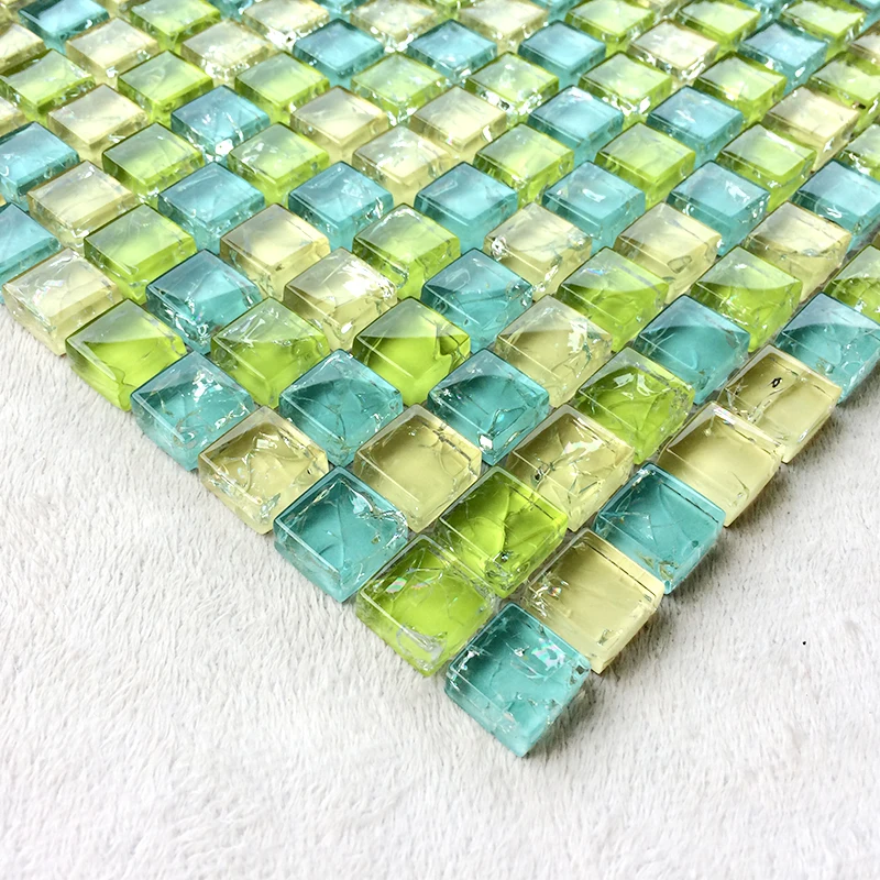 

Ice crackle clear glass Mosaic Tile Kitchen Countertop backsplash tiles TV background wall fireplace decoration