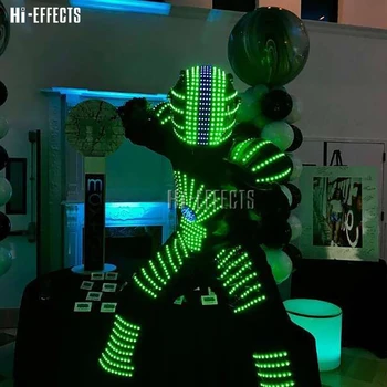 buy LED Robot Kostuum Verlichte Party Dance Night Lights Kleding Afstandsbediening RGB Kleur Veranderen led robot kleding party show
