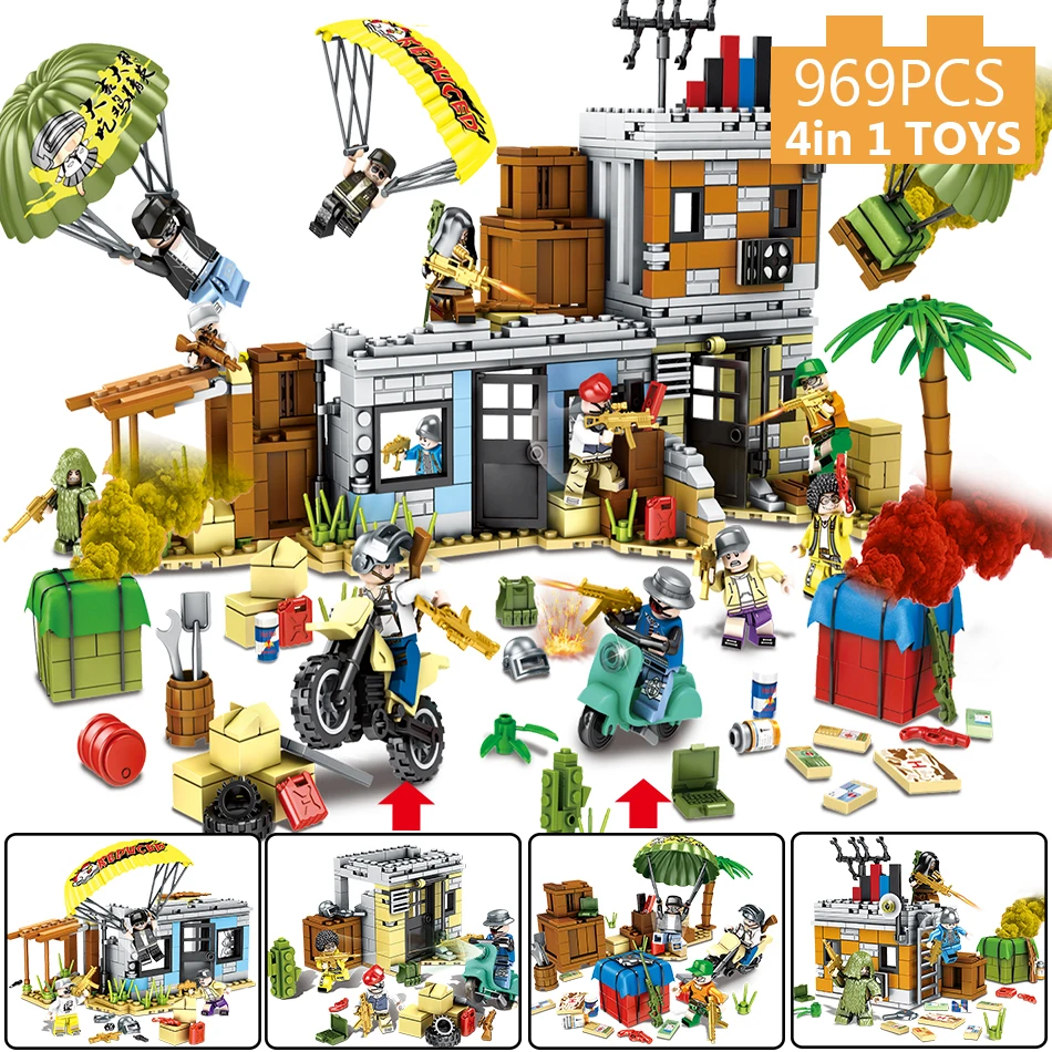 

969PCS Simulated FPS Game Battlefield Army Soldier Weapon Building Blocks Compatible Military Vehicle Figures Kid Toys