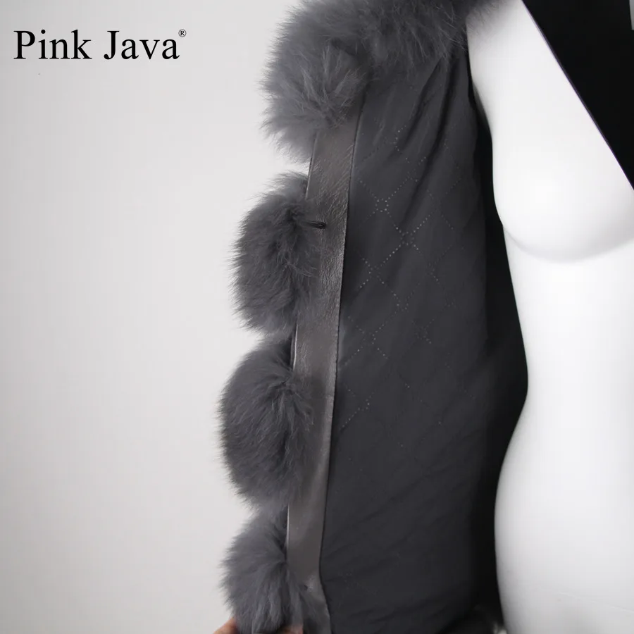 Розовая JAVA QC1834 Новое поступление Женская Шуба из натурального Лисьего меха пушистая зимняя верхняя одежда модная Высококачественная шуба