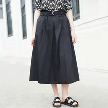 Элегантные повседневные модные женские юбки плиссированные длинные Хлопковые женские юбки с высокой талией вечерние юбки до середины икры