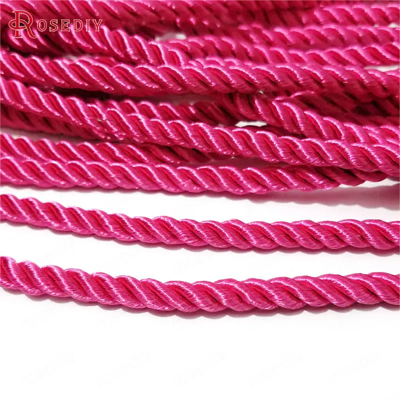 (29966)10 Meters 5mm Satin Polyester Cords Three strands of Rope Diy Jewelry Findings Accessories