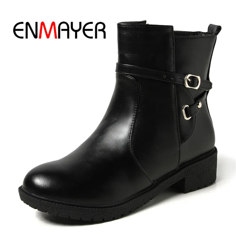 

ENMAYER 2018 High Quality Short Zip Plush Spring And Summer Cool Round Toe Woman Casual Shoes Ladies Shoes Size 34-43 WHY78