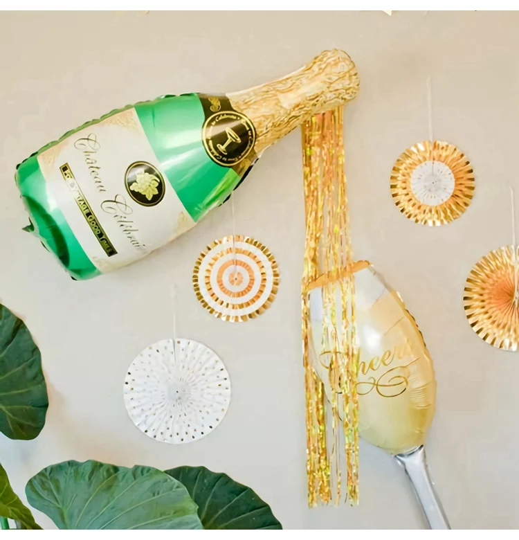 

1pcs Champagne Wine Cup Foil Balloon 30 Years Old Kids Adult Happy Birthday Party Decor Aged To Perfection Gold King Crown Toys