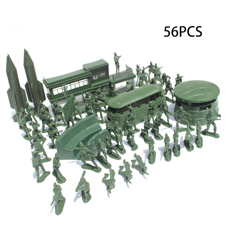 

56pcs/lot 5cm Soldier Suit Military Plastic Model Toy Sand Table For Children Educational Toys Kids Christmas Gift Toys