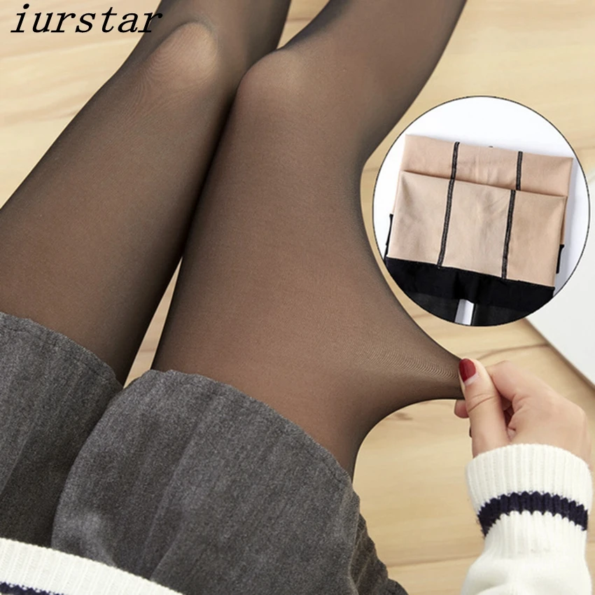 Iurstar 黒模造皮の女性のタイトな透明肌色ストッキング抗フックストッキング単層暖かいスリムストッキング Tights Aliexpress