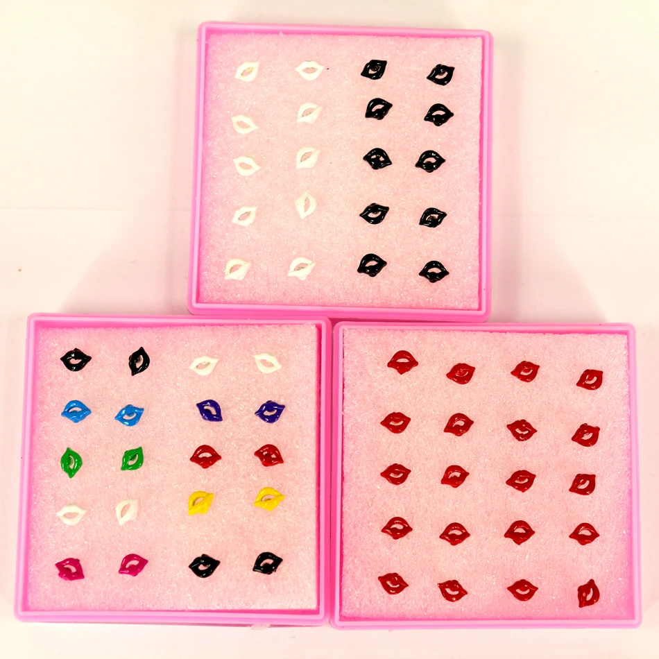 

Factory Wholesale Factory Directly Cheap 10pairs/lot Box Pack Zinc Alloy Stud Earring With Spray Paint Sexy Lip Design