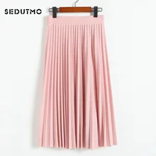 SEDUTMO, зимние плиссированные юбки, Женская высокая юбка, юбка миди, Весенняя черная винтажная юбка-пачка для офиса ED058