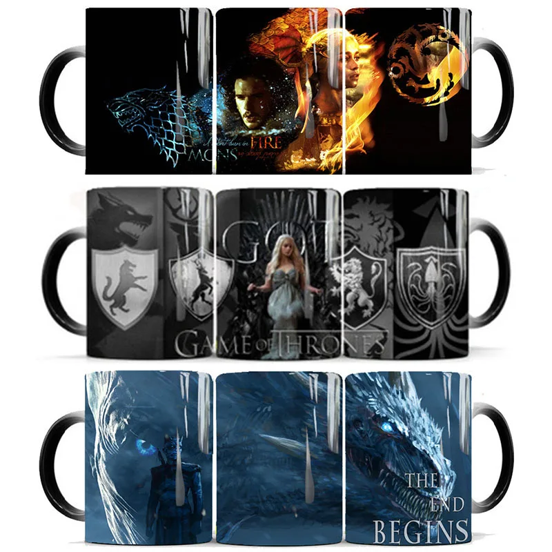 

2019 New 350mL Game of Thrones The End Begins Coffee Mugs Color Changing Magic Ceramic Mugs Cup Best Gift Mug for Friends