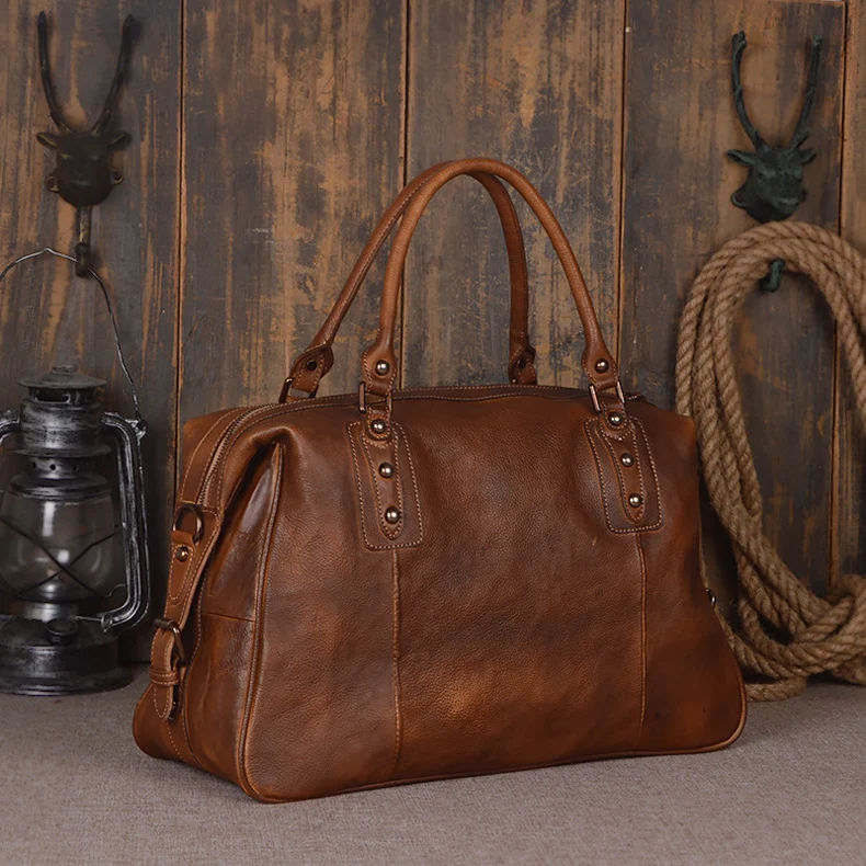 Woosir Vintage Leather Travel Bag Mens/ Womens