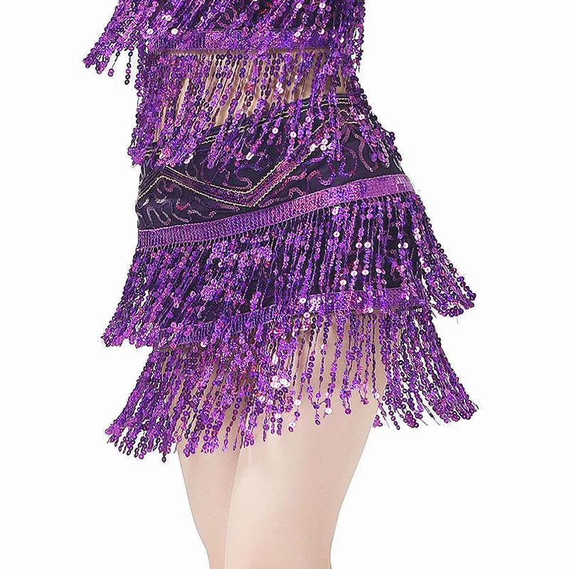 Новое поступление Женская танцевальная одежда класс одежда аксессуары обёрточная бумага блестки база пояса для танца живота хип шарф блестящая длинная бахрома