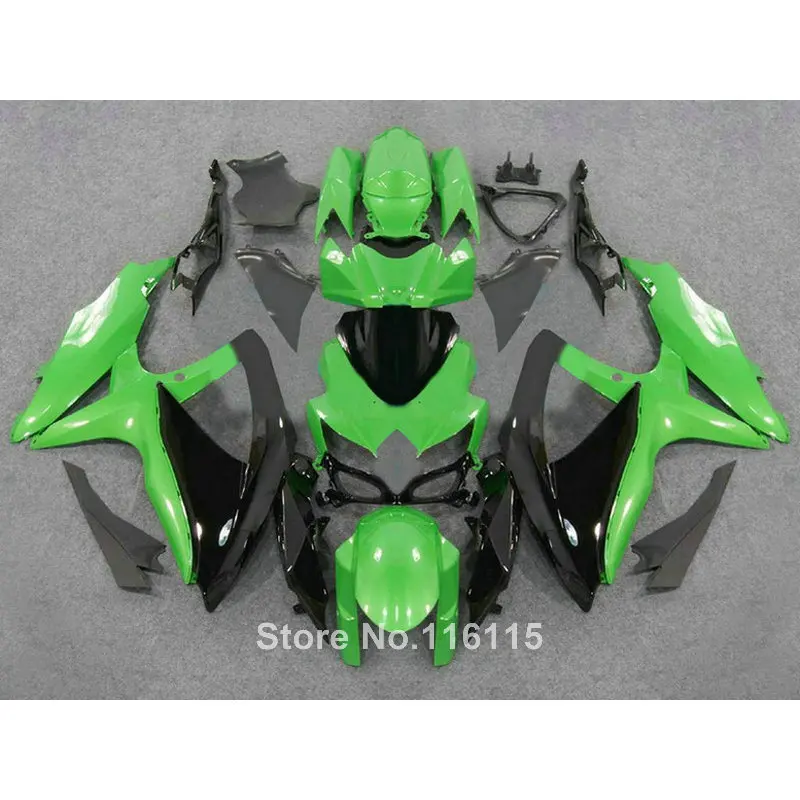 Отличный комплект обтекателей для SUZUKI K8 K9 GSX R600/700 2008 2009 2010 Зеленый Черный ABS GSXR600 GSXR750 08 09 10 Обтекатели LS55|fairing