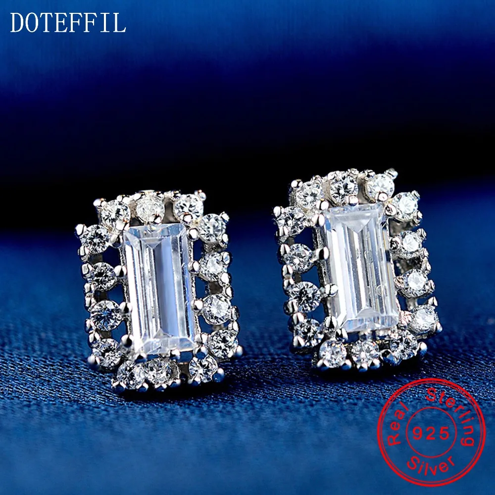 

100% Sterling Silver Charm Women Stud Earrings 925 Silver Fashion Zircon Earrings Luxury Women Jewelry