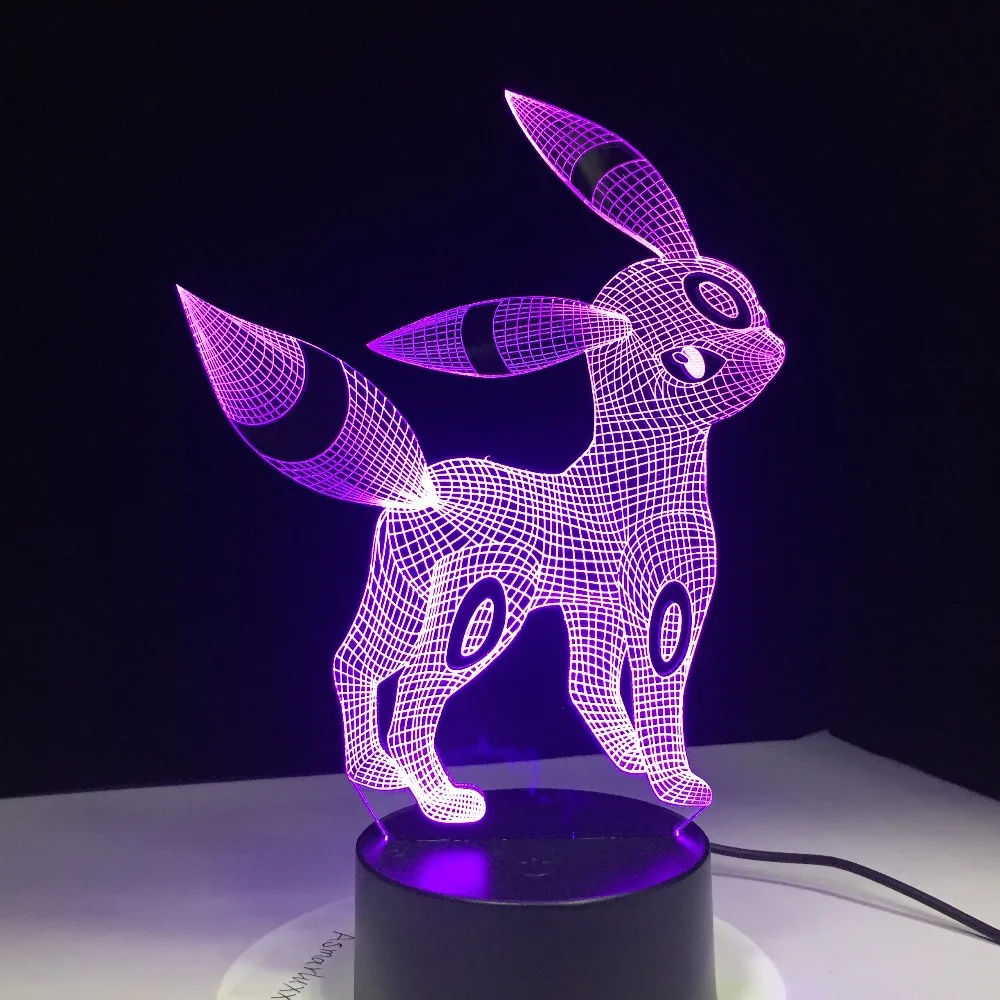 Umbreon Pokemon Go 3D Acrylic Night Light USB Sleep Light 3AA Battery 7 Color Change Table Lamp Bedroom Decor Kids Birthday Gift