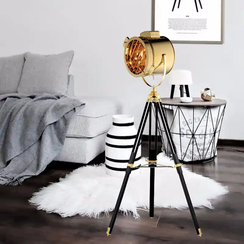 Industrial Studio Retro Silver Golden Wooden Metal Tripod Floor Lamp Searchlight Metal Tripod Floor Lamp Tripod Floor Lampfloor Lamp Aliexpress