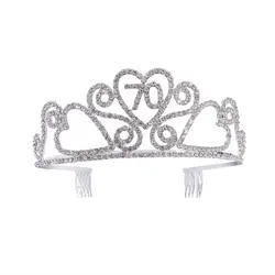 70th рождения тиара кристалл горный хрусталь Рождения Тиару Queen коронки оголовье с волос Расчёски и гребни для волос clip