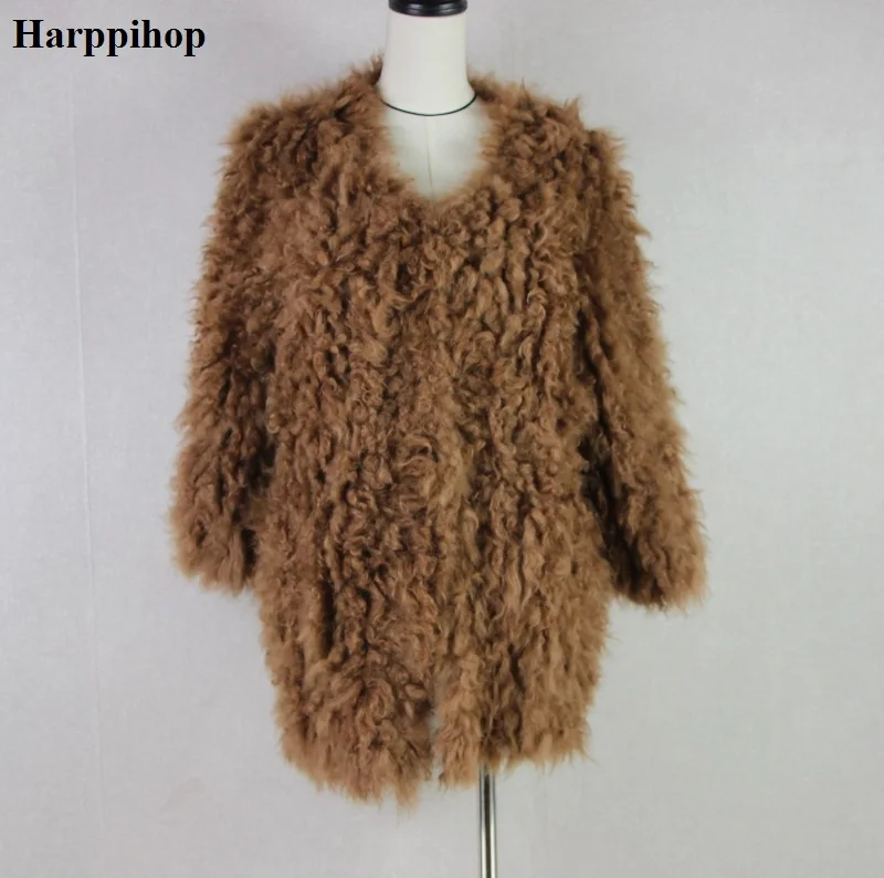 Натуральное натуральное овечье пальто, вязаное монгольское овечье меховое пальто, куртка, пальто для русской женщины, зимнее теплое меховое пальто, удлиненный стиль - Цвет: 1