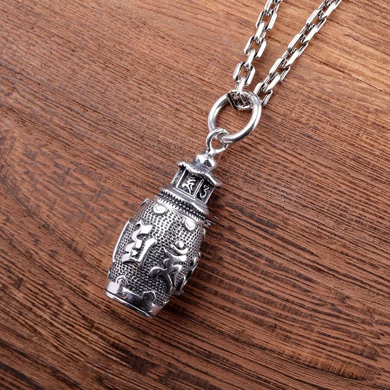 Real 925 Sterling Silver Pendant Amulet Box Om-Mani-Padme-Hum