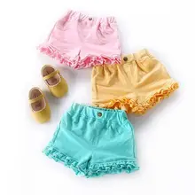 Хлопковые джинсовые шорты для маленьких девочек милые кружевные модные удобные штаны для девочек летняя одежда