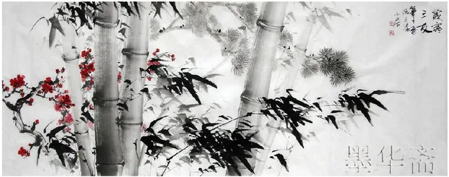 oriental asian original painting ink brush living room decoration