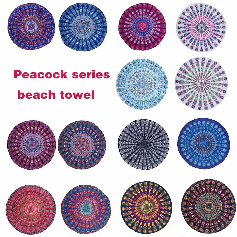 

150 * 150 microfiber round beach towel boho Indian sports yoga blanket mandala chiffon tapestry wall hanging bed bath towel XB