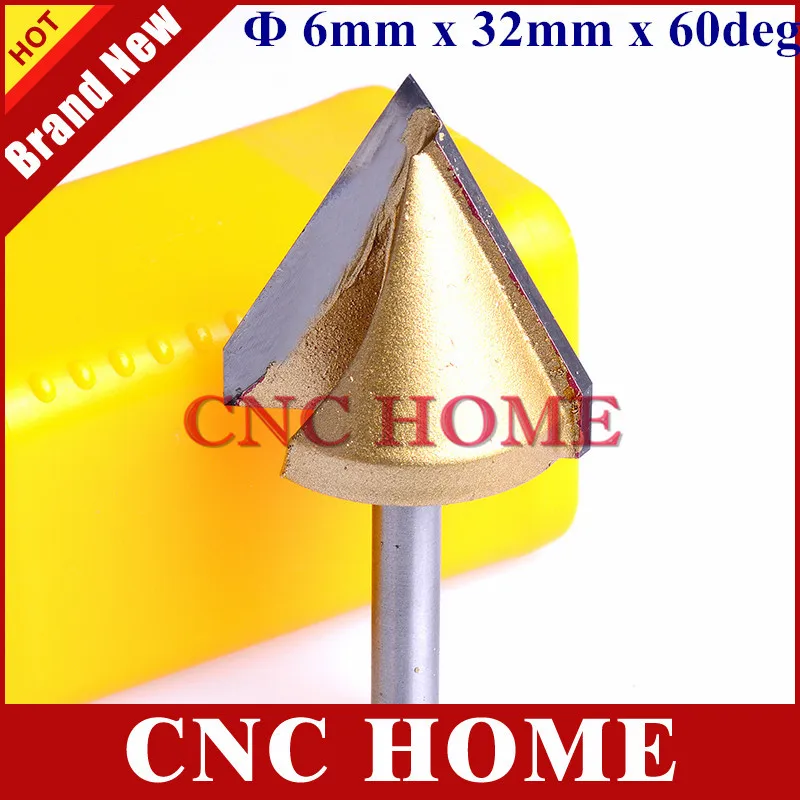 

High Quality 1pc Wood Making Router End Mill CNC Engraving V Groove Bit 6mm x 32mm x 60degree